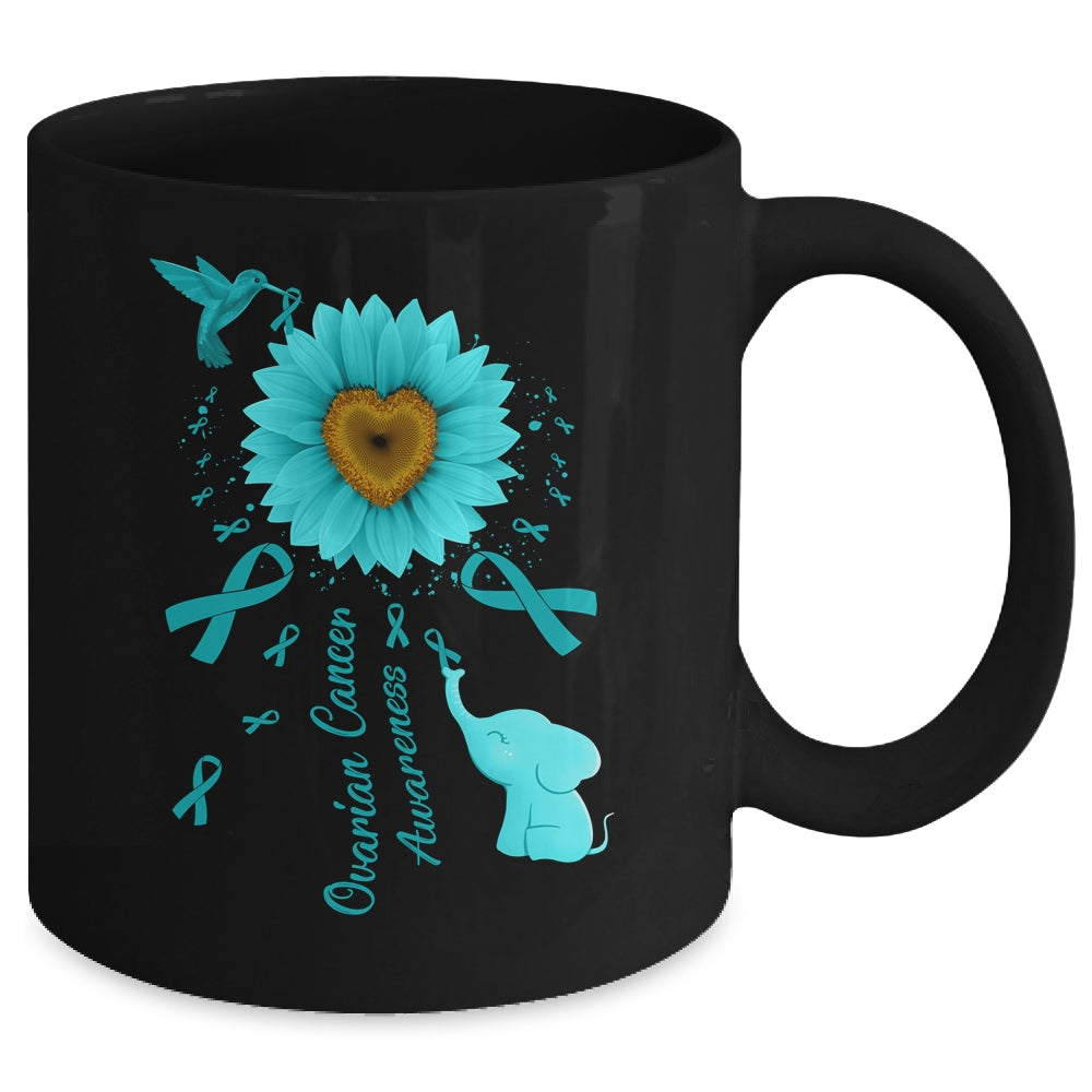 Sunflower Hummingbird Elephant Ovarian Cancer Awareness Mug | siriusteestore