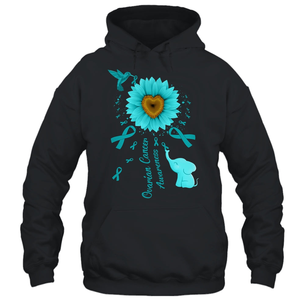 Sunflower Hummingbird Elephant Ovarian Cancer Awareness Shirt & Tank Top | siriusteestore