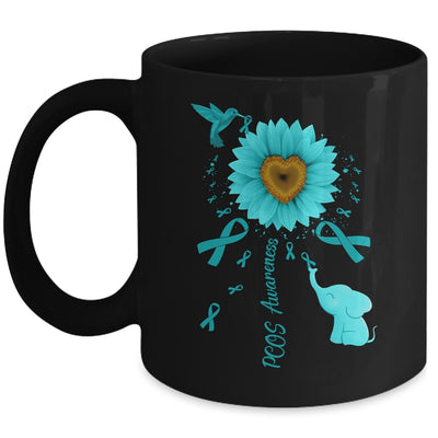 Sunflower Hummingbird Elephant PCOS Awareness Mug | siriusteestore