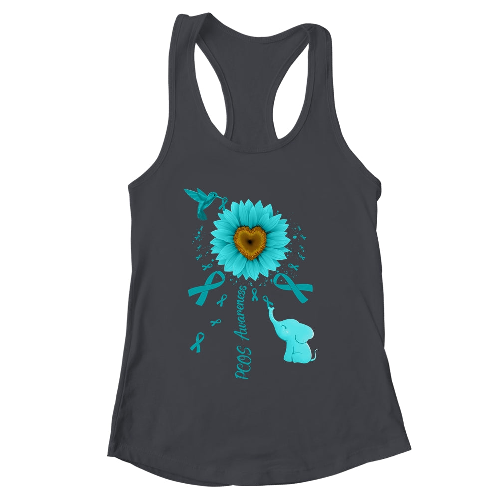 Sunflower Hummingbird Elephant PCOS Awareness Shirt & Tank Top | siriusteestore