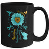 Sunflower Hummingbird Elephant Peritoneal Cancer Awareness Teal Ribbon Team Custom Mug | siriusteestore