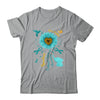 Sunflower Hummingbird Elephant Peritoneal Cancer Awareness Teal Ribbon Team Custom Shirt & Tank Top | siriusteestore