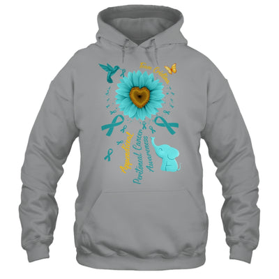Sunflower Hummingbird Elephant Peritoneal Cancer Awareness Teal Ribbon Team Custom Shirt & Tank Top | siriusteestore