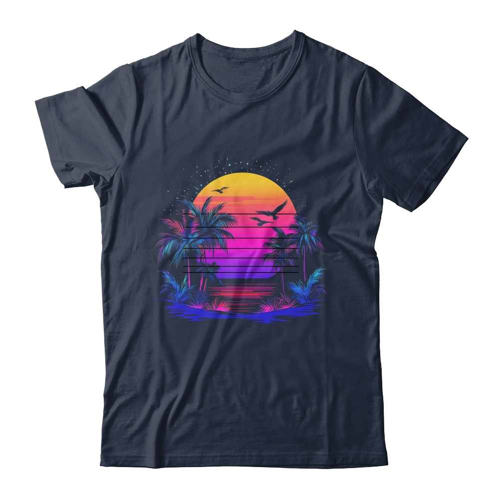 Sunset Palm Trees Retro 80s Aesthetic 90s Art Vaporwave Shirt & Tank Top | siriusteestore