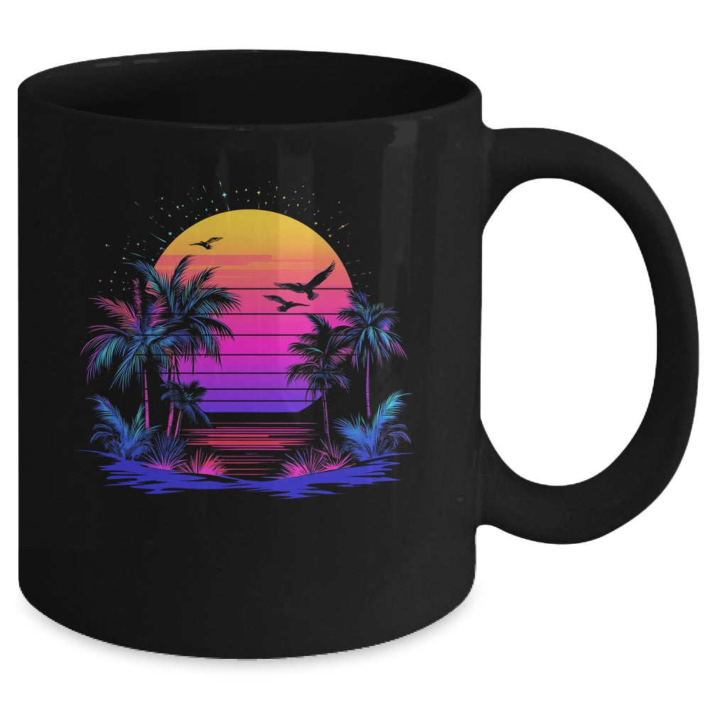 Sunset Palm Trees Retro 80s Aesthetic 90s Art Vaporwave Mug | siriusteestore