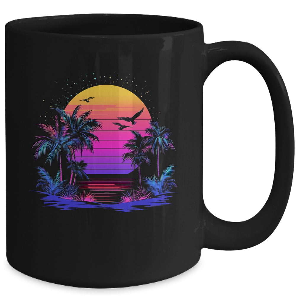 Sunset Palm Trees Retro 80s Aesthetic 90s Art Vaporwave Mug | siriusteestore