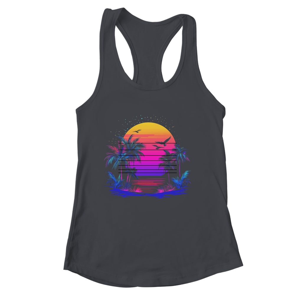 Sunset Palm Trees Retro 80s Aesthetic 90s Art Vaporwave Shirt & Tank Top | siriusteestore