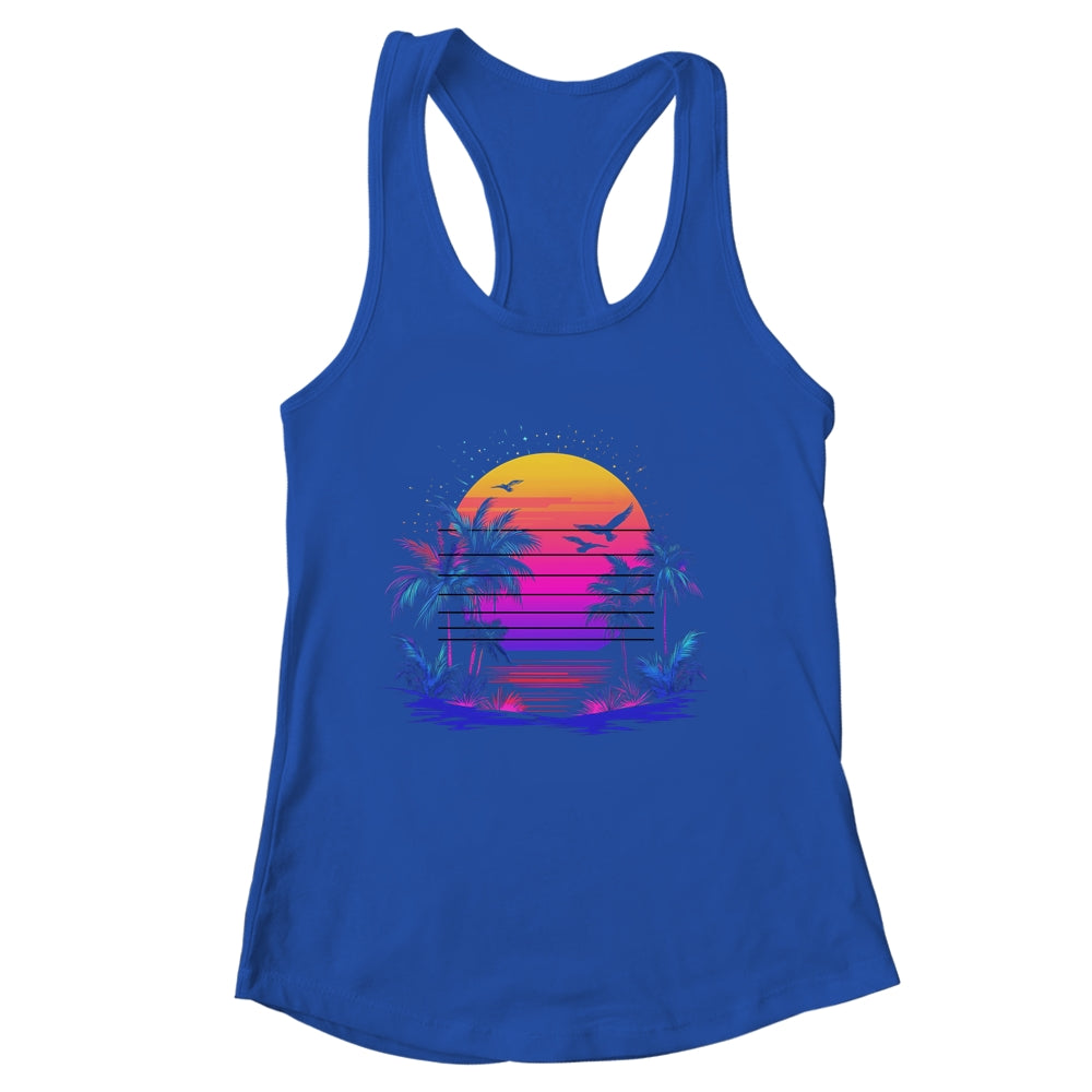 Sunset Palm Trees Retro 80s Aesthetic 90s Art Vaporwave Shirt & Tank Top | siriusteestore