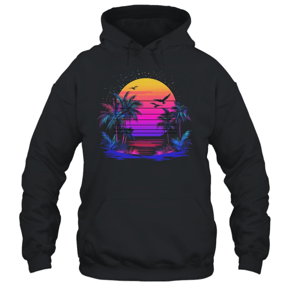 Sunset Palm Trees Retro 80s Aesthetic 90s Art Vaporwave Shirt & Tank Top | siriusteestore