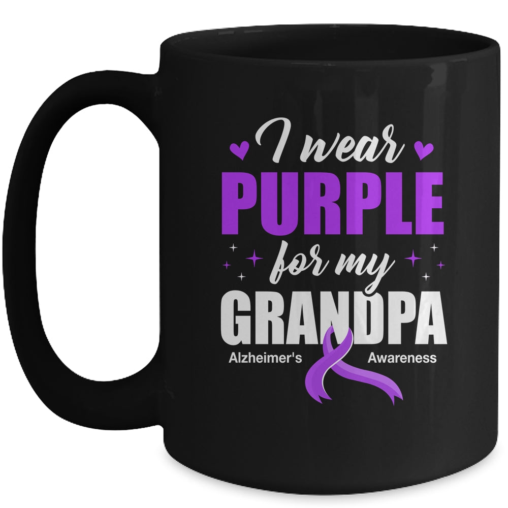 Support I Wear Purple For My Grandpa Alzheimer's Awareness Mug | siriusteestore