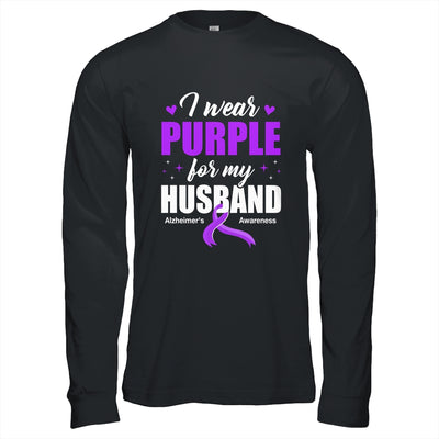Support I Wear Purple For My Husband Alzheimer's Awareness Shirt & Hoodie | siriusteestore