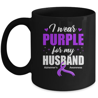 Support I Wear Purple For My Husband Alzheimer's Awareness Mug | siriusteestore