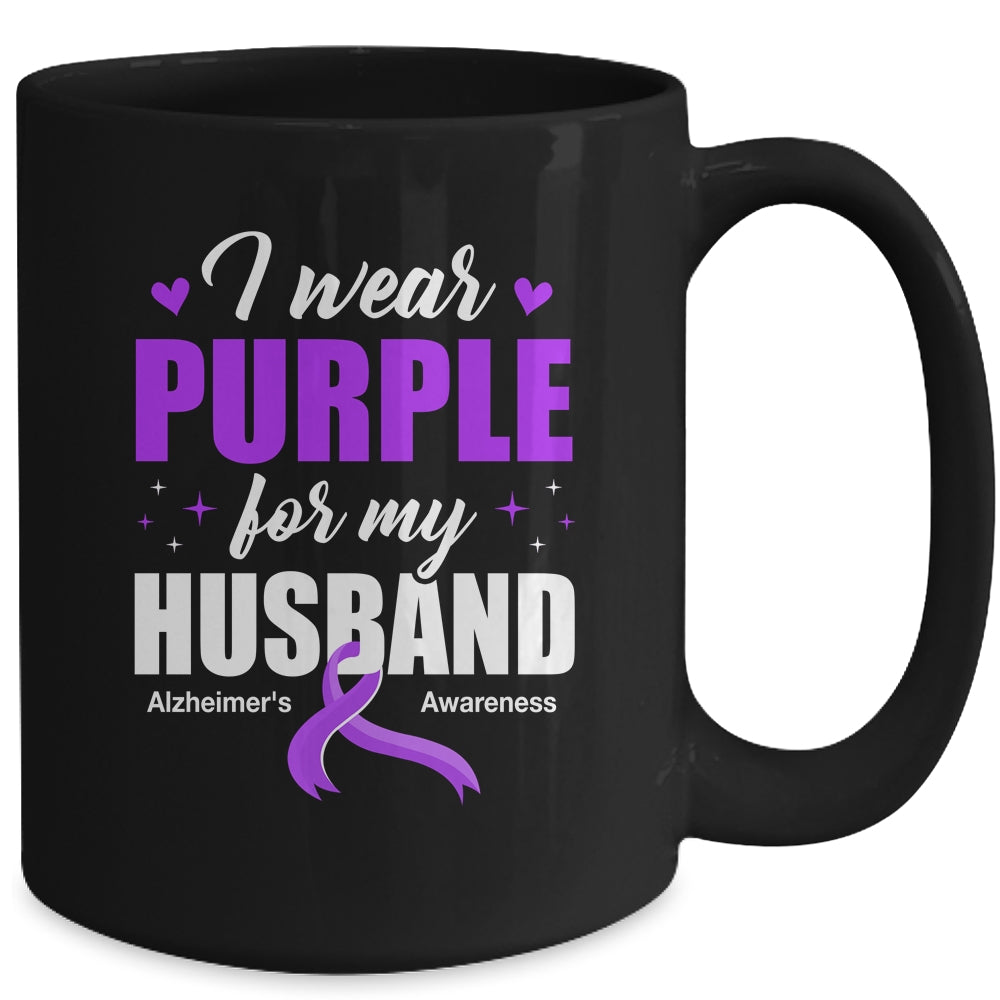 Support I Wear Purple For My Husband Alzheimer's Awareness Mug | siriusteestore