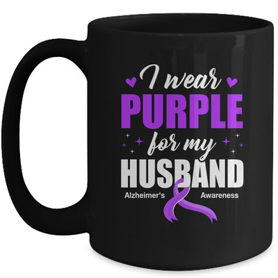 Support I Wear Purple For My Husband Alzheimer's Awareness Mug | siriusteestore