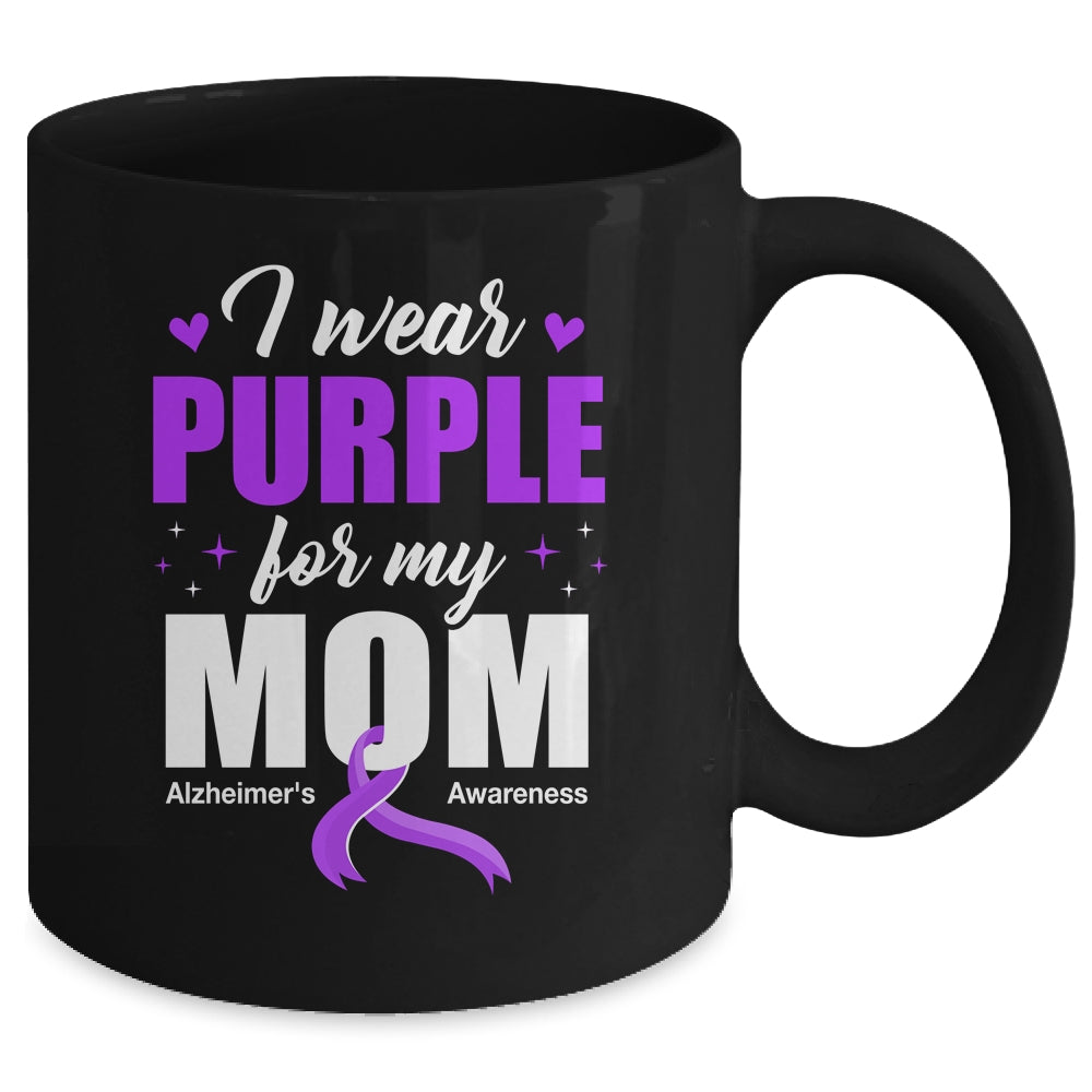 Support I Wear Purple For My Mom Alzheimer's Awareness Mug | siriusteestore