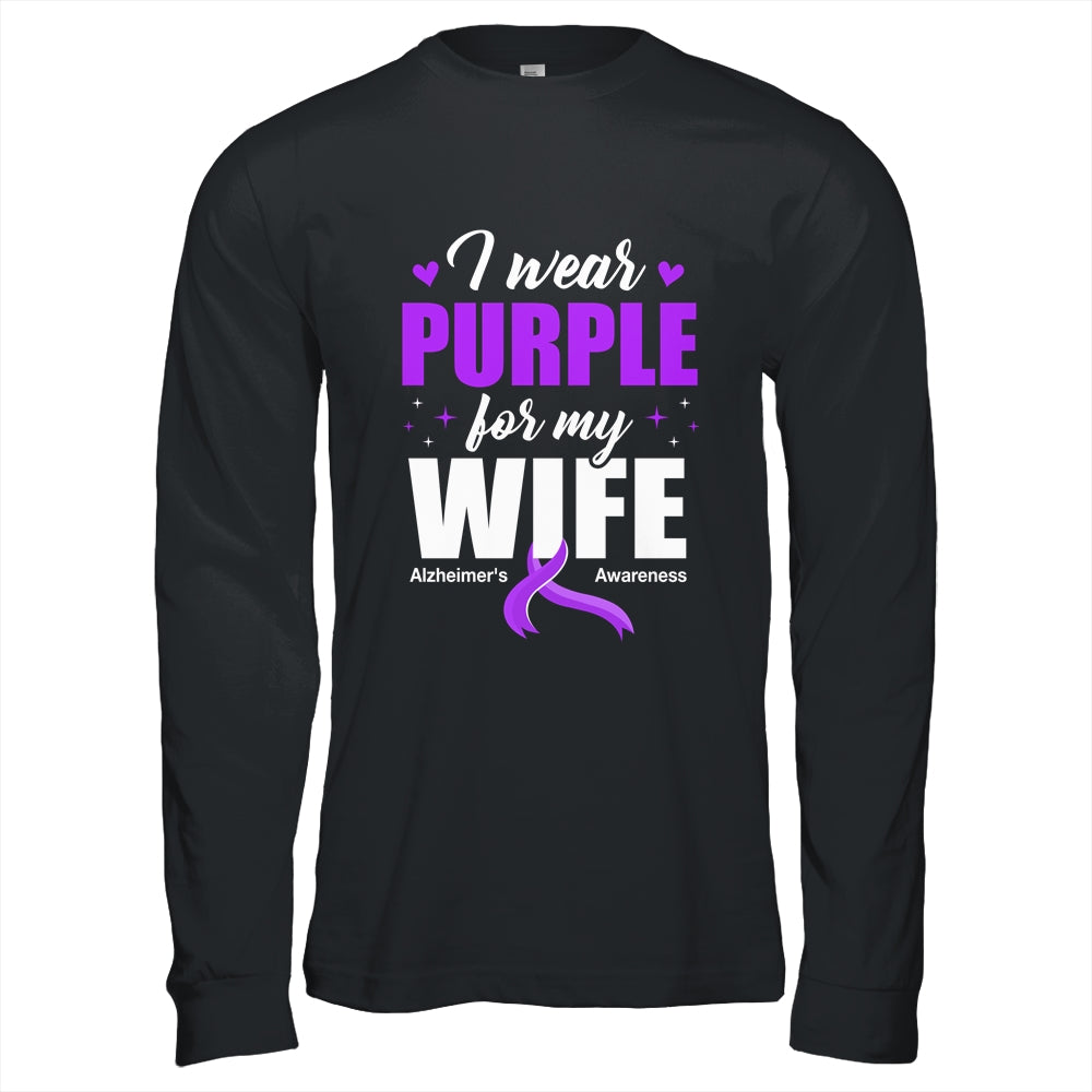 Support I Wear Purple For My Wife Alzheimer's Awareness Shirt & Hoodie | siriusteestore