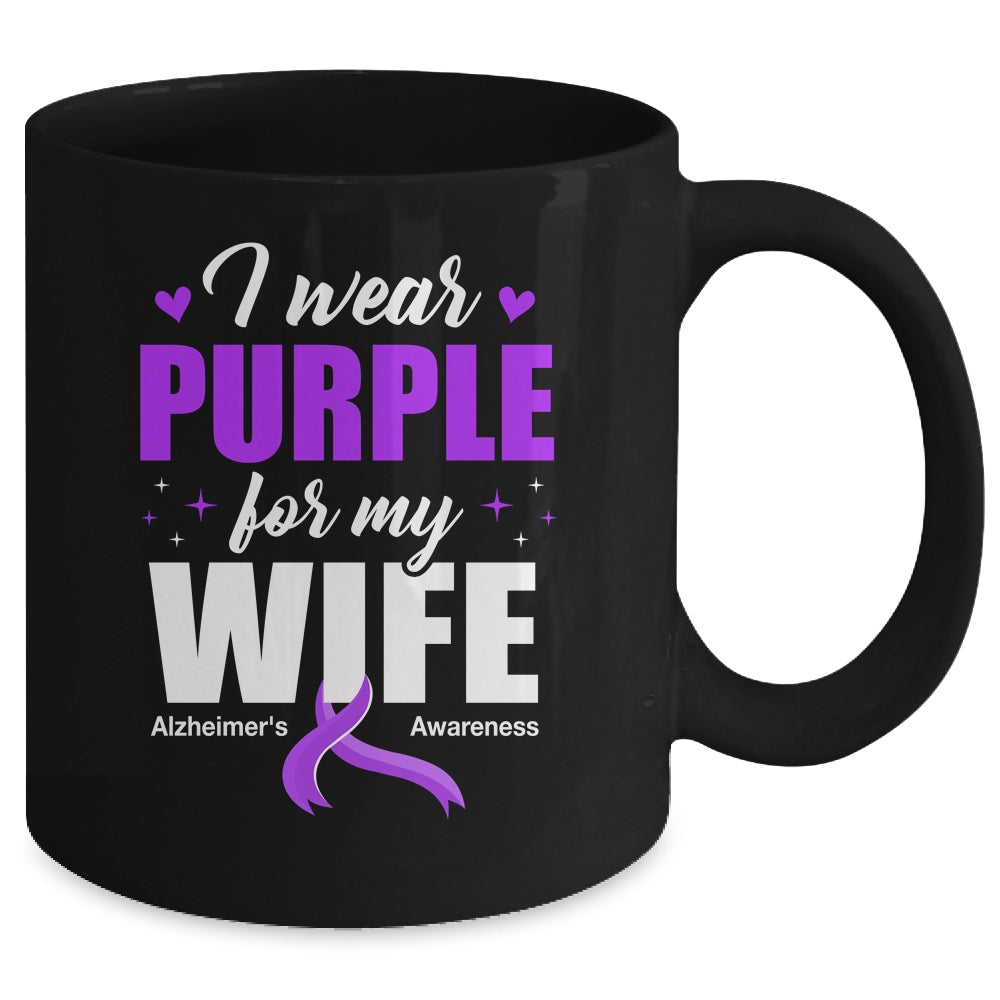 Support I Wear Purple For My Wife Alzheimer's Awareness Mug | siriusteestore