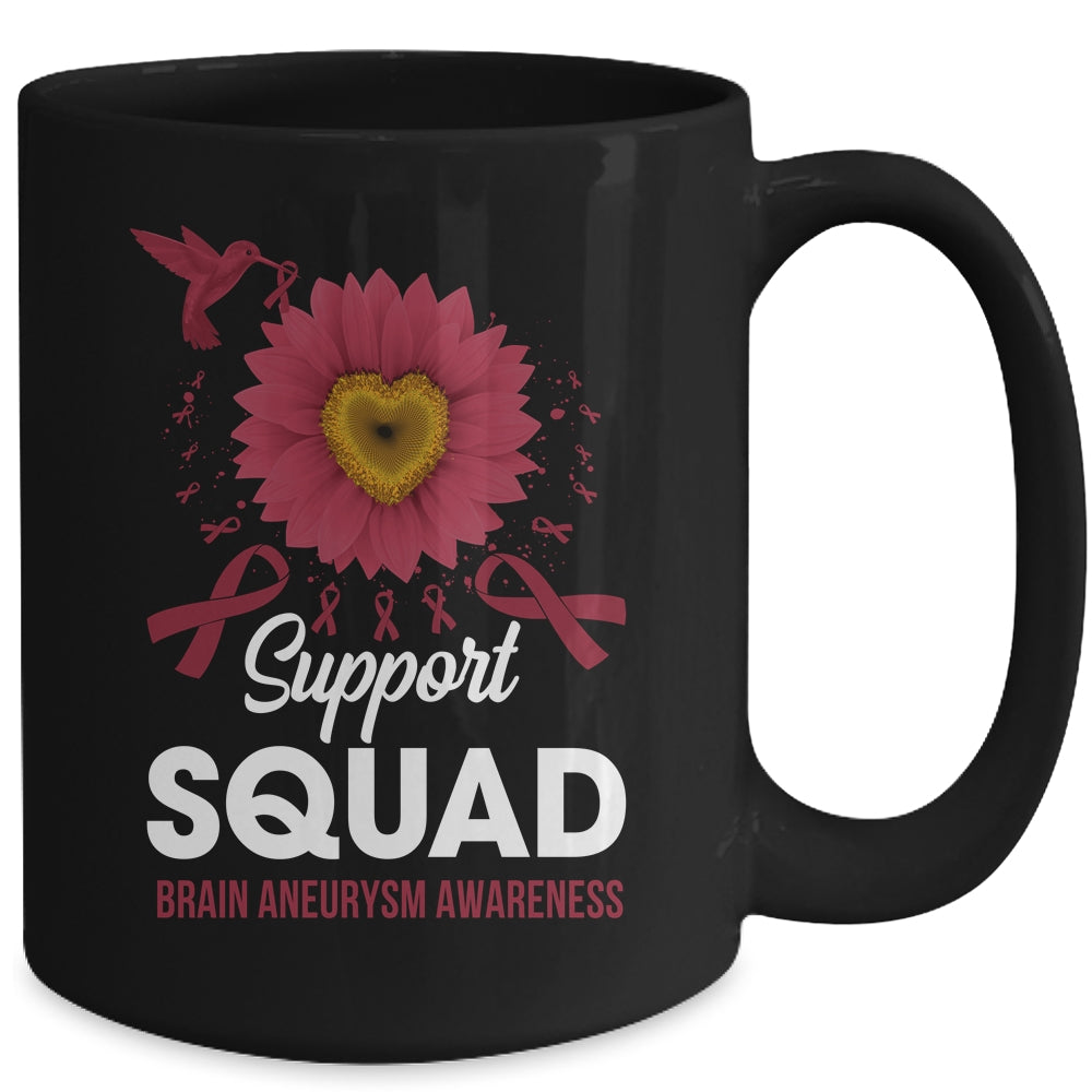 Support Squad Brain Aneurysm Awareness Sunflower Hummingbird Mug | siriusteestore