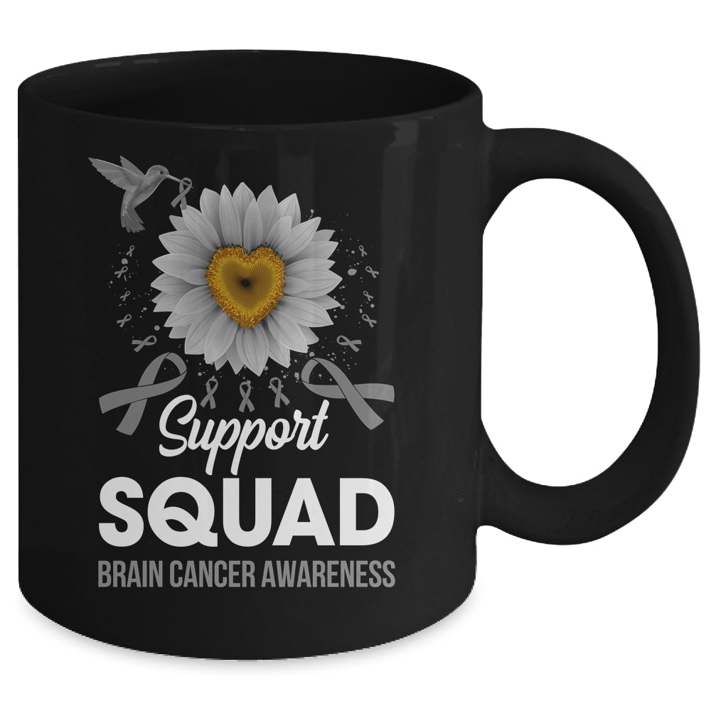 Support Squad Brain Cancer Awareness Sunflower Hummingbird Mug | siriusteestore
