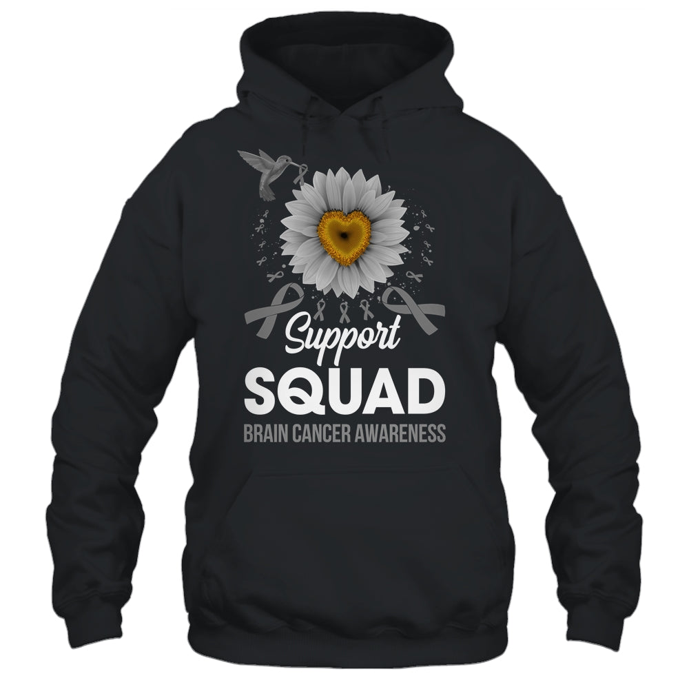 Support Squad Brain Cancer Awareness Sunflower Hummingbird Shirt & Tank Top | siriusteestore