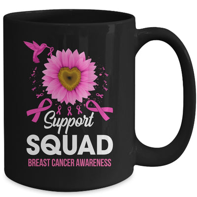 Support Squad Breast Cancer Awareness Sunflower Hummingbird Mug | siriusteestore