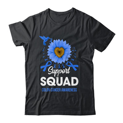 Support Squad Colon Cancer Awareness Sunflower Hummingbird Shirt & Tank Top | siriusteestore