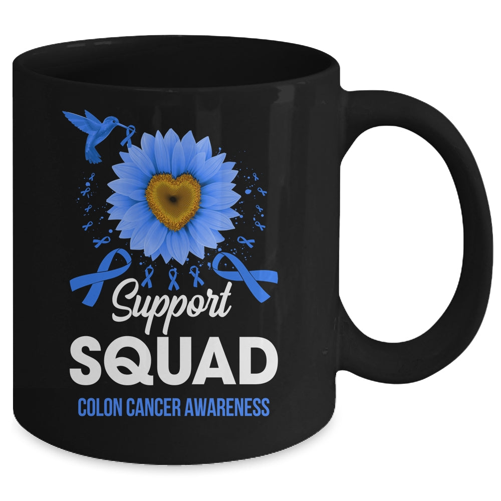 Support Squad Colon Cancer Awareness Sunflower Hummingbird Mug | siriusteestore