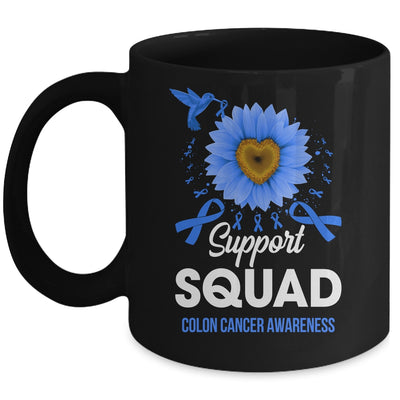 Support Squad Colon Cancer Awareness Sunflower Hummingbird Mug | siriusteestore