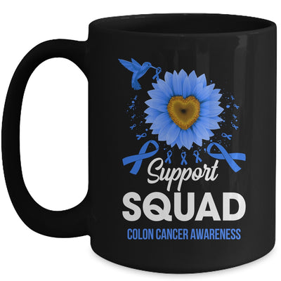Support Squad Colon Cancer Awareness Sunflower Hummingbird Mug | siriusteestore