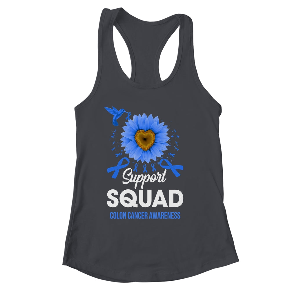 Support Squad Colon Cancer Awareness Sunflower Hummingbird Shirt & Tank Top | siriusteestore