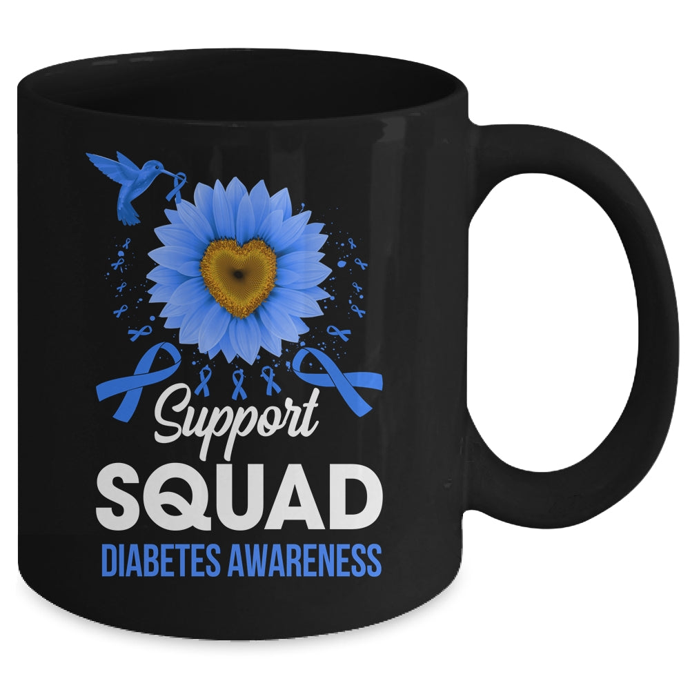 Support Squad Diabetes Awareness Sunflower Hummingbird Mug | siriusteestore