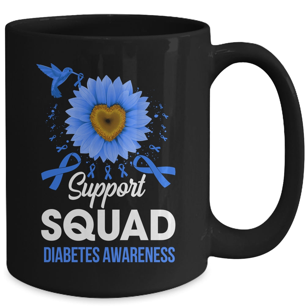 Support Squad Diabetes Awareness Sunflower Hummingbird Mug | siriusteestore