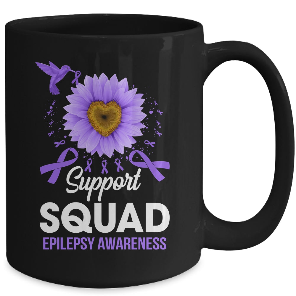 Support Squad Epilepsy Awareness Sunflower Hummingbird Mug | siriusteestore