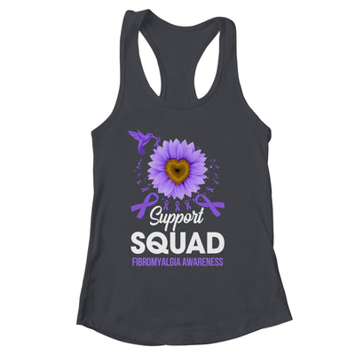 Support Squad Fibromyalgia Awareness Sunflower Hummingbird Shirt & Tank Top | siriusteestore