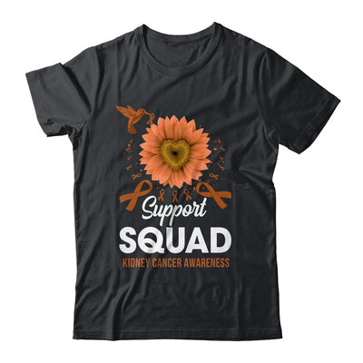 Support Squad Kidney Cancer Awareness Sunflower Hummingbird Shirt & Tank Top | siriusteestore