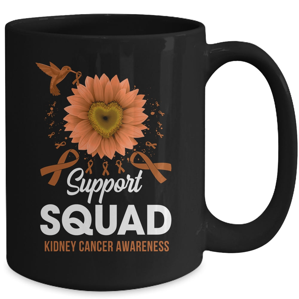 Support Squad Kidney Cancer Awareness Sunflower Hummingbird Mug | siriusteestore