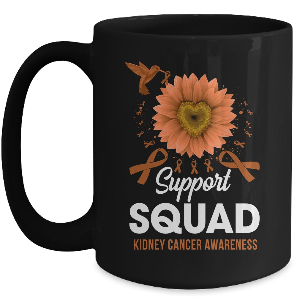Support Squad Kidney Cancer Awareness Sunflower Hummingbird Mug | siriusteestore