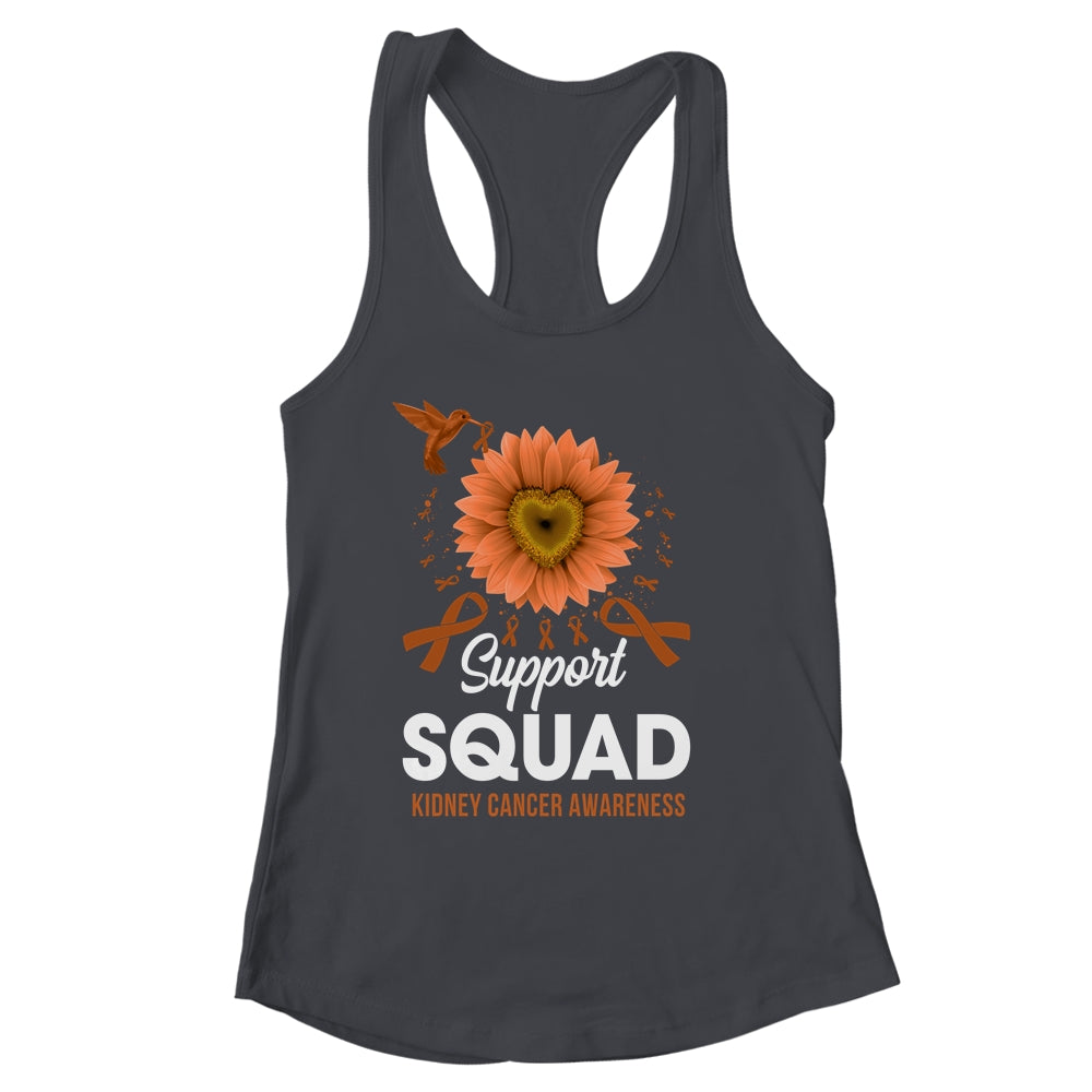 Support Squad Kidney Cancer Awareness Sunflower Hummingbird Shirt & Tank Top | siriusteestore