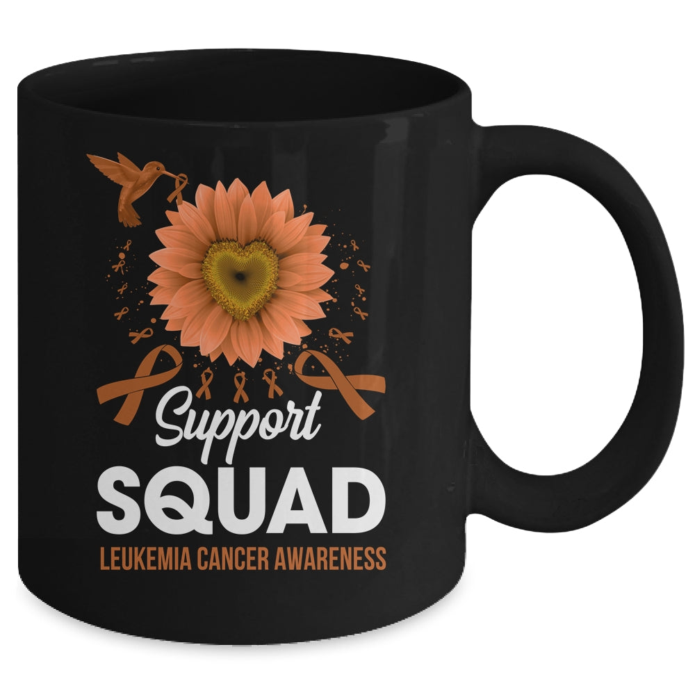 Support Squad Leukemia Cancer Awareness Sunflower Hummingbird Mug | siriusteestore
