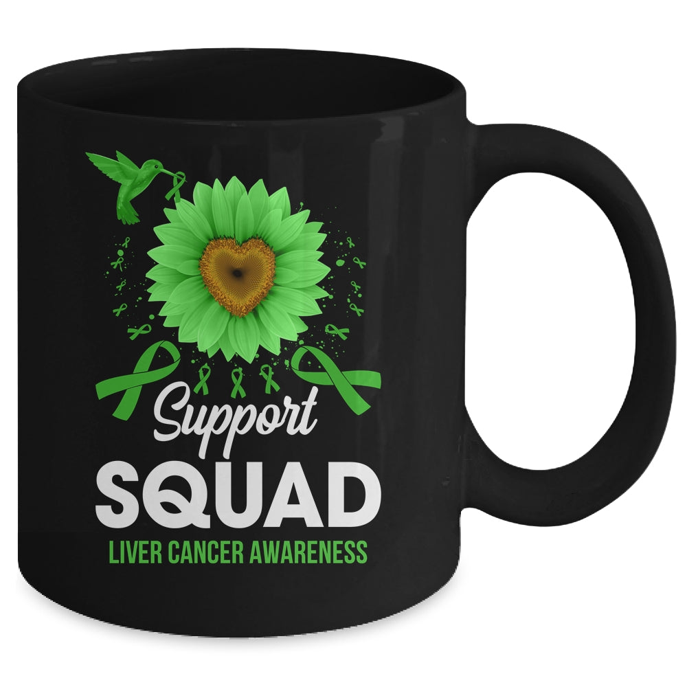 Support Squad Liver Cancer Awareness Sunflower Hummingbird Mug | siriusteestore