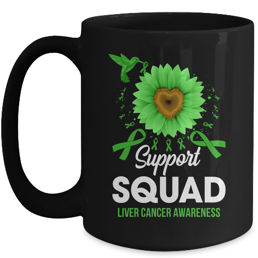 Support Squad Liver Cancer Awareness Sunflower Hummingbird Mug | siriusteestore