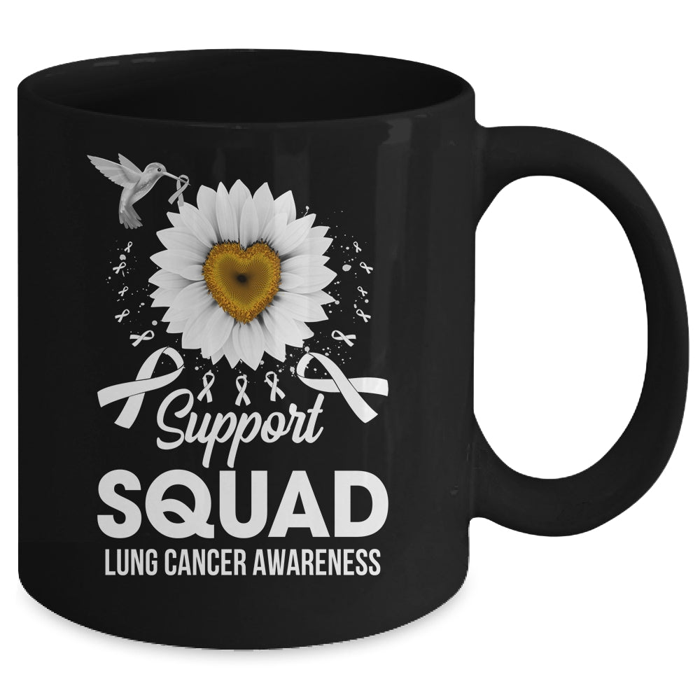 Support Squad Lung Cancer Awareness Sunflower Hummingbird Mug | siriusteestore
