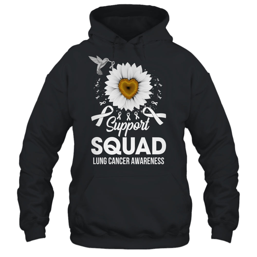 Support Squad Lung Cancer Awareness Sunflower Hummingbird Shirt & Tank Top | siriusteestore
