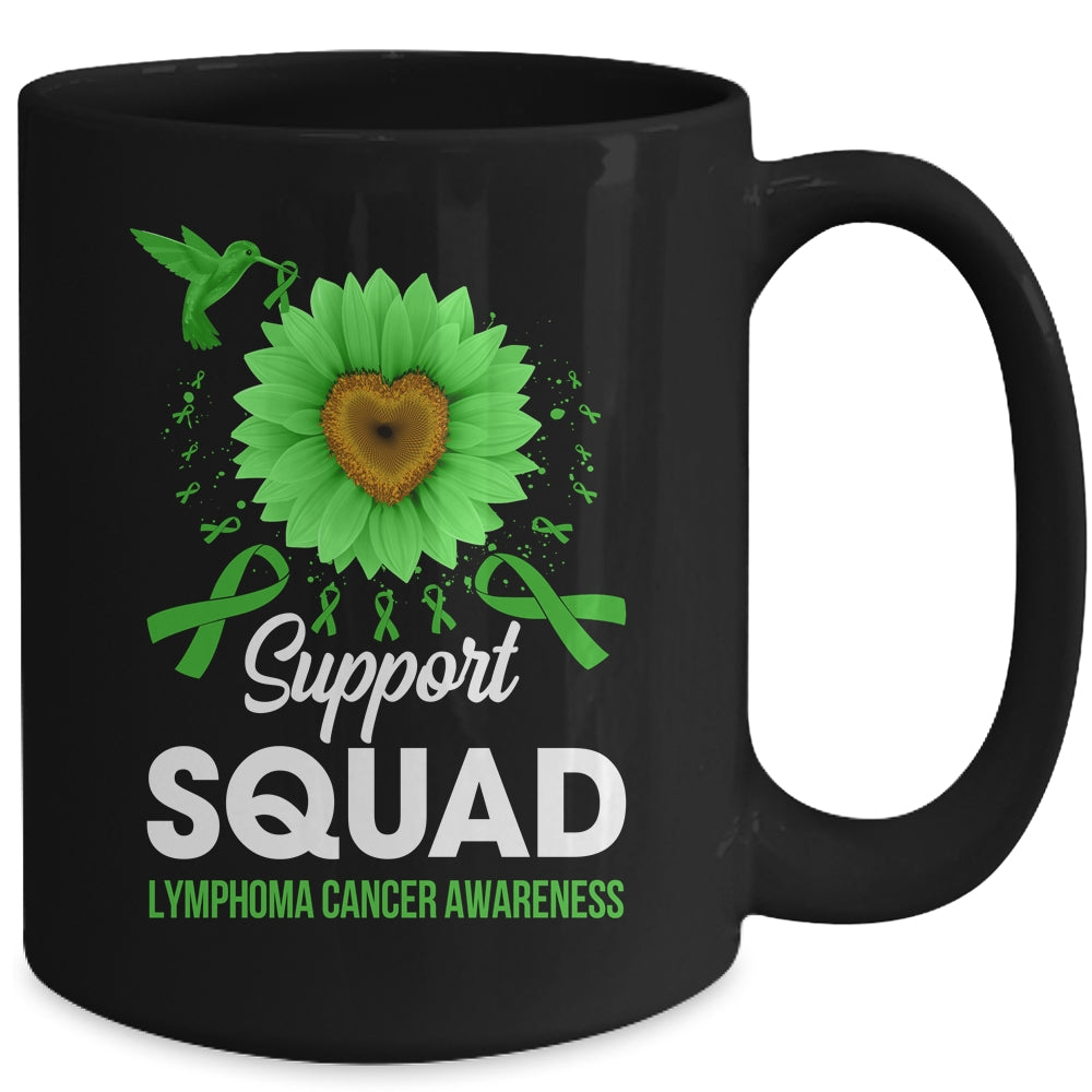 Support Squad Lymphoma Cancer Awareness Sunflower Hummingbird Mug | siriusteestore