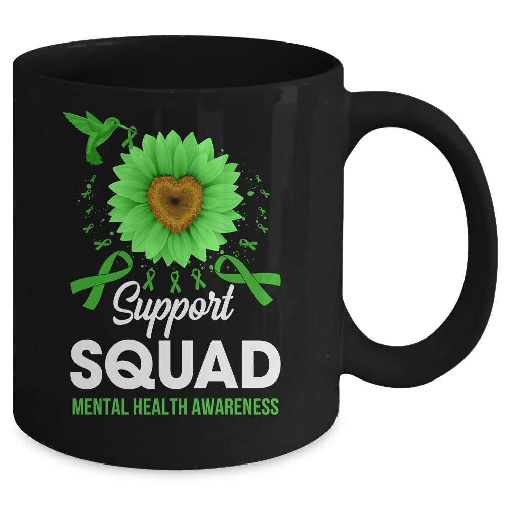 Support Squad Mental Health Awareness Sunflower Hummingbird Mug | siriusteestore