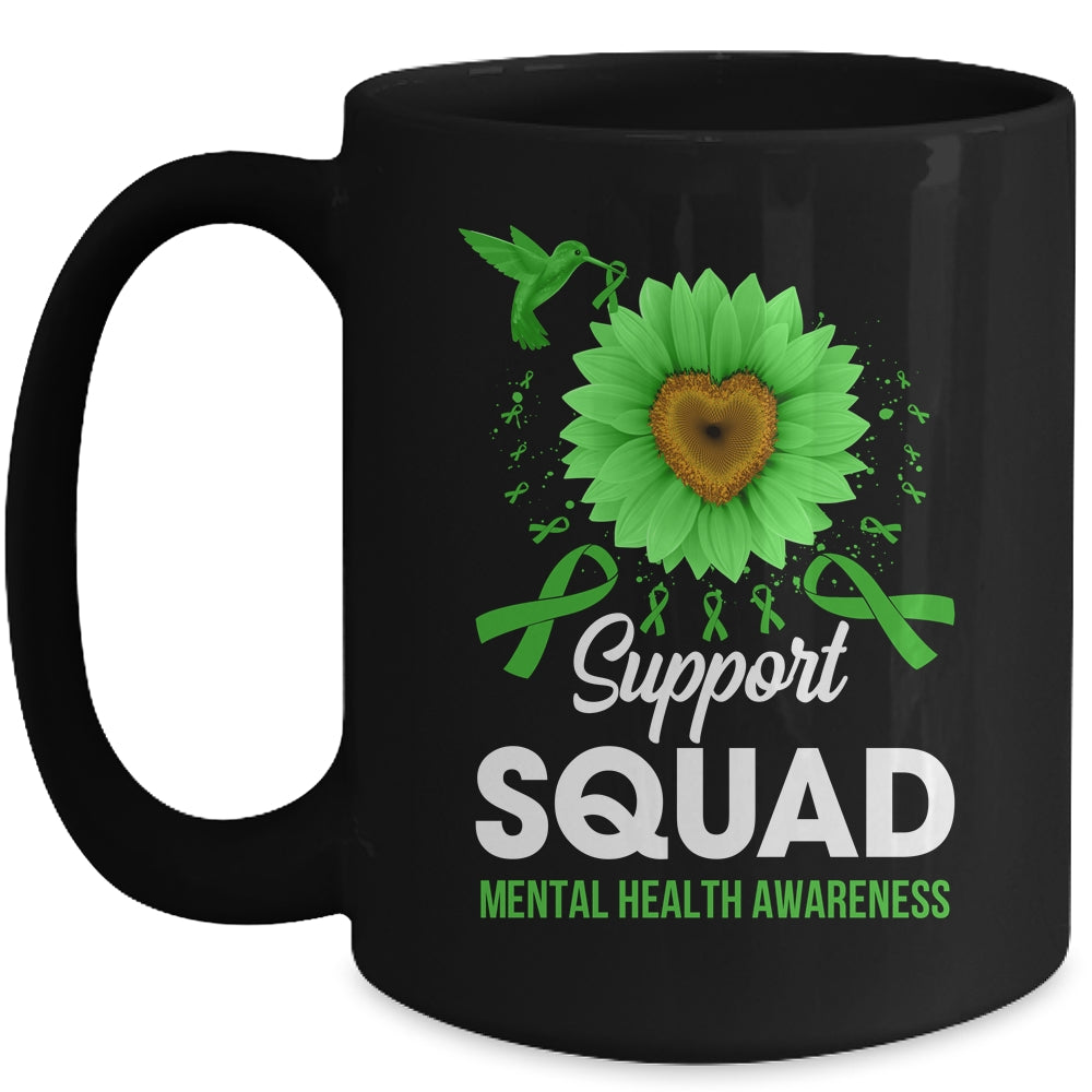 Support Squad Mental Health Awareness Sunflower Hummingbird Mug | siriusteestore