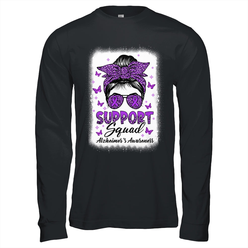 Support Squad Messy Bun Butterfly Alzheimer's Awareness Shirt & Hoodie | siriusteestore