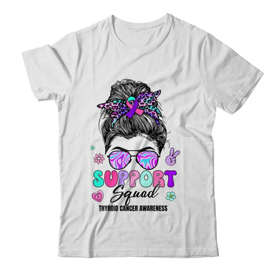 Support Squad Messy Bun Thyroid Cancer Awareness Groovy Shirt & Hoodie | siriusteestore
