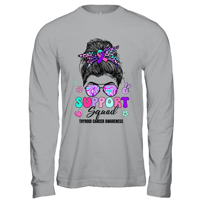Support Squad Messy Bun Thyroid Cancer Awareness Groovy Shirt & Hoodie | siriusteestore