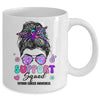 Support Squad Messy Bun Thyroid Cancer Awareness Groovy Mug | siriusteestore